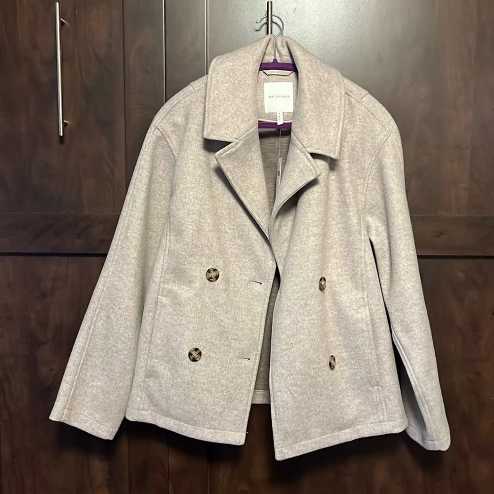 Brand new with tags Anthropologie cream short pea coat